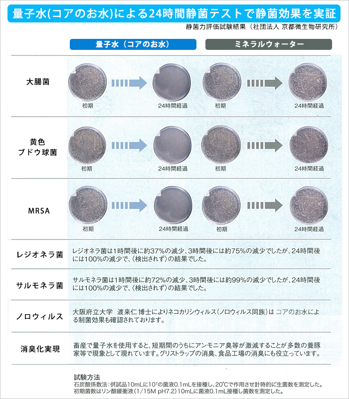 コアのお水静菌テスト